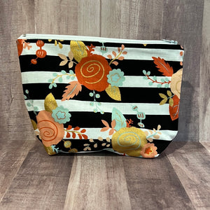 Floral Stripe Cosmetic Bag
